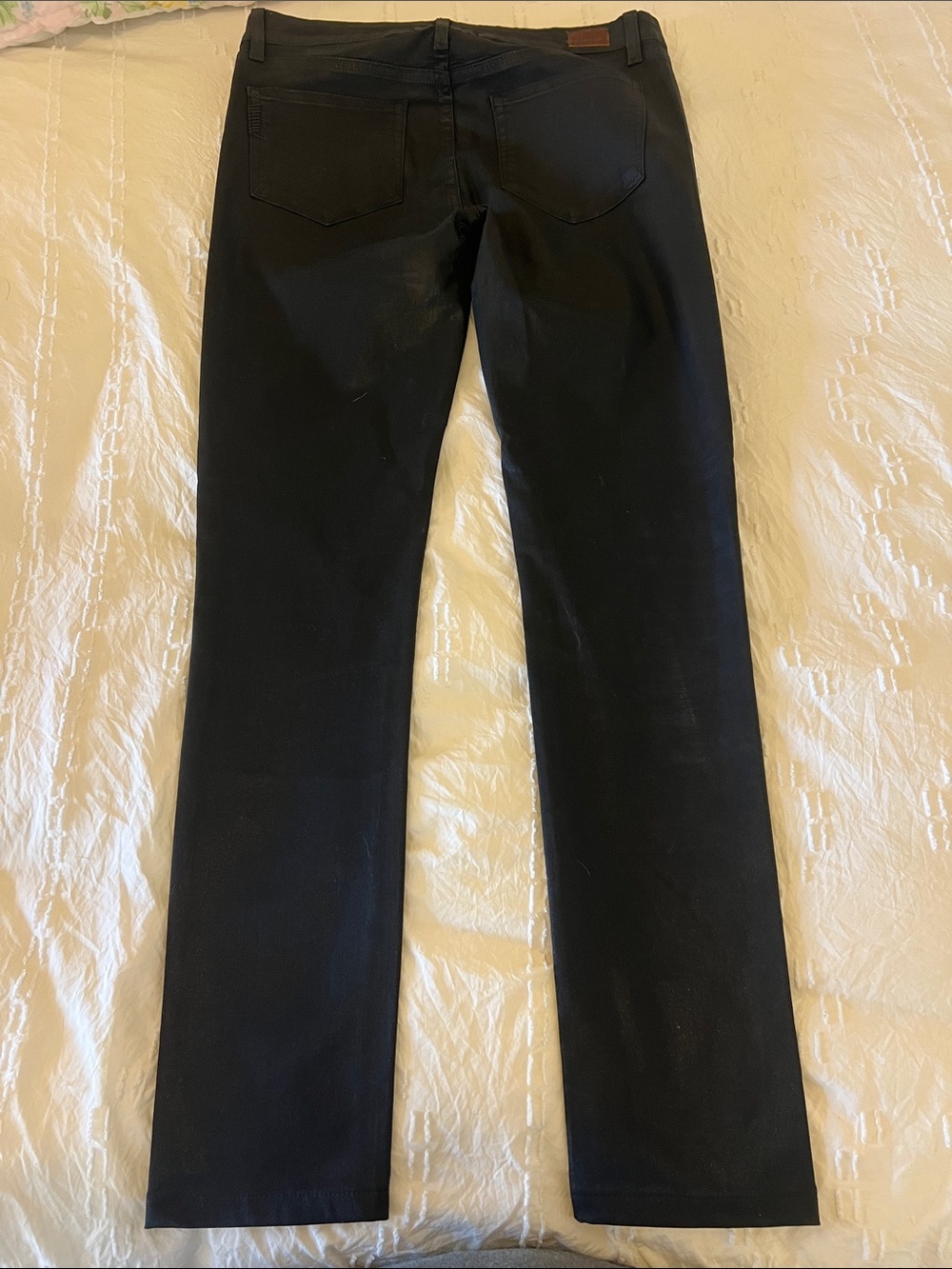 PAIGE Pandora Peg Skinny Luxe Black Coated Skinny Jeans Pants Like New Hoxten - Picture 6 of 13
